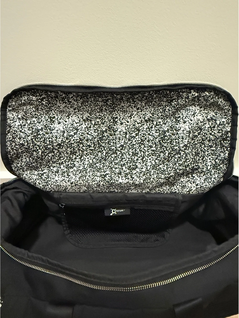 Limited Edition OrangeTheory Black Canvas Duffle Bag with White Splatter Design